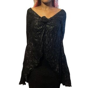 Black Sequin Knot-Front Women's Dress